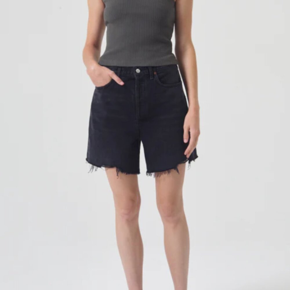 AGOLDE Black Stella Distressed Shorts 30